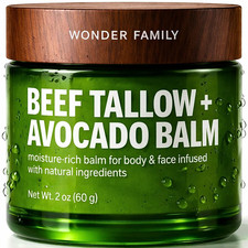 Beef Tallow & Avocado Balm for Skin & Face – Grass-Fed Beef Tallow with Avocado,