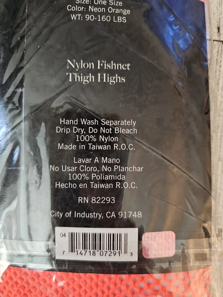 Medias hasta el muslo Leg Avenue Fishnet OSFM 90-160 lb, color, naranja neón Foto 4 de 4