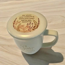 Sister Coffee Cup With Lid Coaster By Abbey Gift Spiritual Message Tea Cup