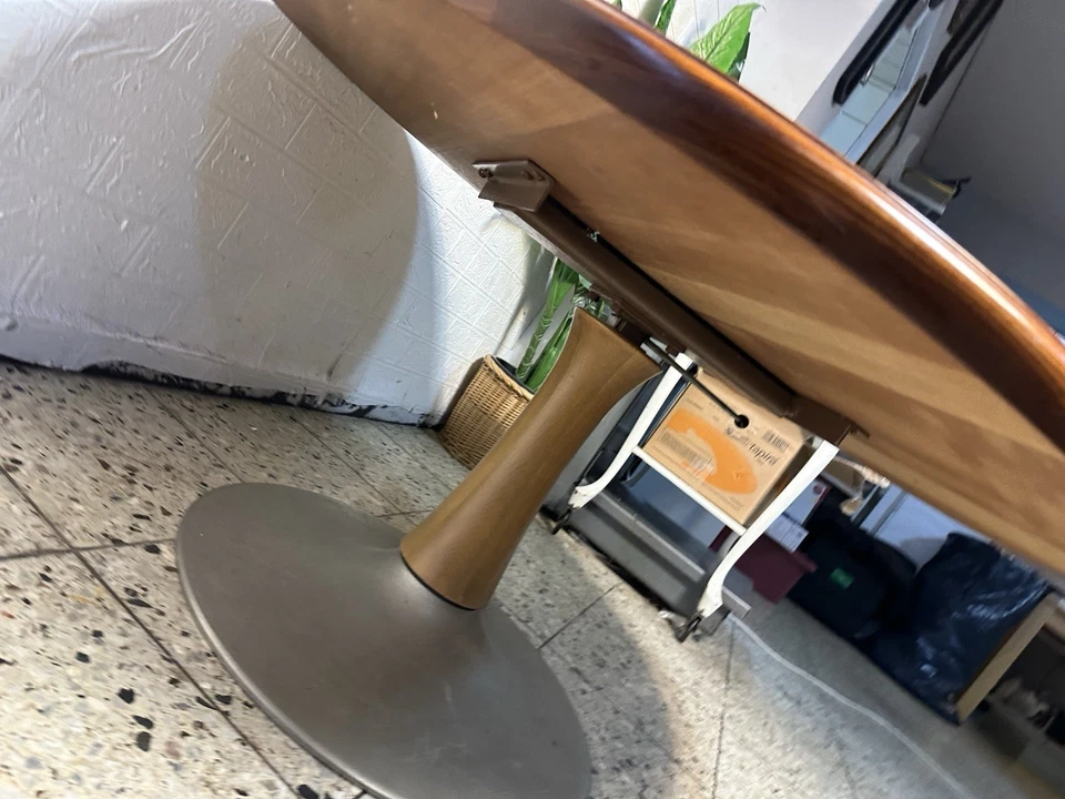 Esstisch Vintage Teak Couchtisch Tulpenfuß 100cm massiv Tulip Coffee Table 60er - Bild 3 von 4