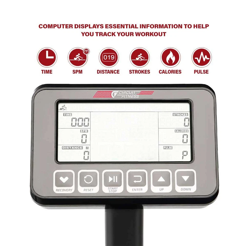 Hydro Water Rowing Machine Folding Compact Home Gym Rower Wheels LCD Marcy CFit - Image 4 of 4