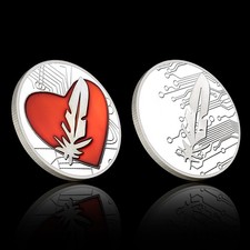 Red Heart Feather Coin 40mm Metal Challenge Coin Writer Gift Collectible Token