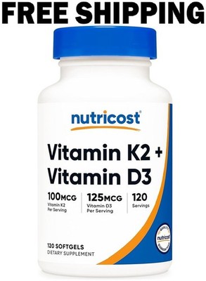 Nutricost Vitamin K2 (MK7) (100mcg) + D3 (5000 120 Count (Pack of 1) 