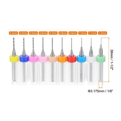 10 PCS 6 TypesTungsten Steel Carbide PCB Micro Twist Drill Bits Set Rotary Tool