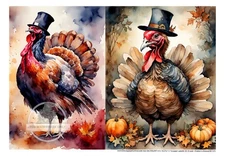 Turkey Duo | A4 Rice Paper | Paper for Decoupage | Thanksgiving