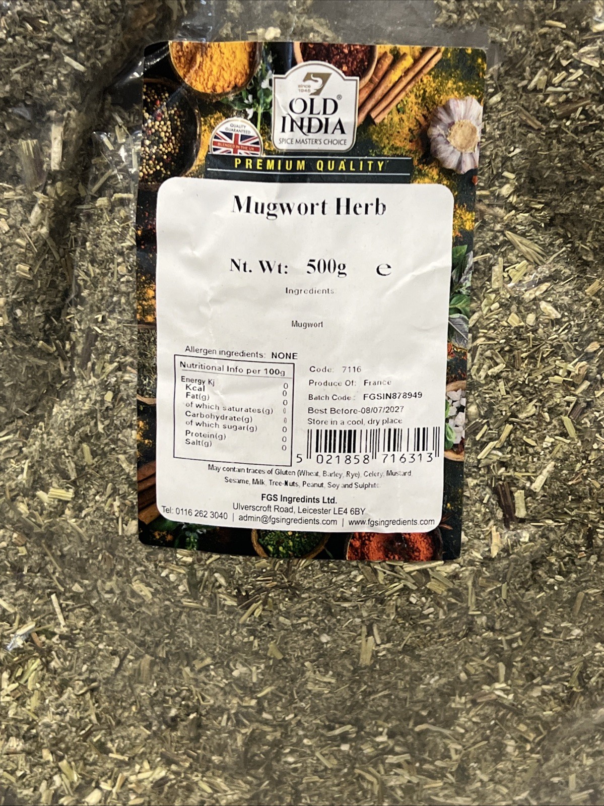 Old India Mugwort Herb 500g Premium Quality Date 07/2027