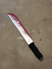 Handmade Horror Slasher Jason Machete Prop W/ Fake Blood, 24", Painted Plastic