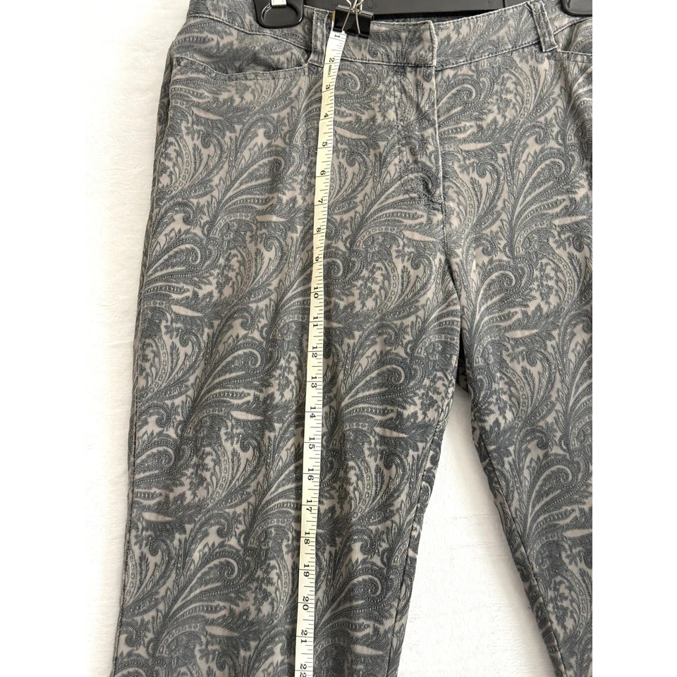 Next Pantalones/Jeans acampanados Bootcut estampado cachemira gris Reino Unido talla 14 R usados en excelente estado Foto 3 de 4