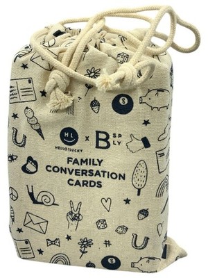 Family Conversation Cards By Hello Lucky X B Sply In Cotton Drawstring Bag