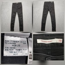 Levi's 710 Super Skinny Jeans Women's 28x32 Black Stretch Mid Rise Denim