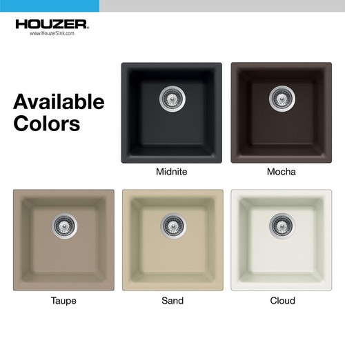 E-100 MIDNITE Quartztone Granite Series Bar Sink - Black Dual Mount 13 x 13 i... - Picture 2 of 6