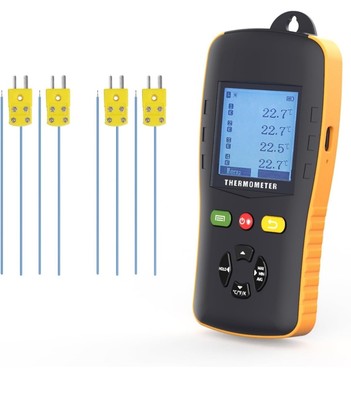 Tzone Thermocouple Thermometer Data Logger for K/T/J Type Probe,4 Channels Ha...