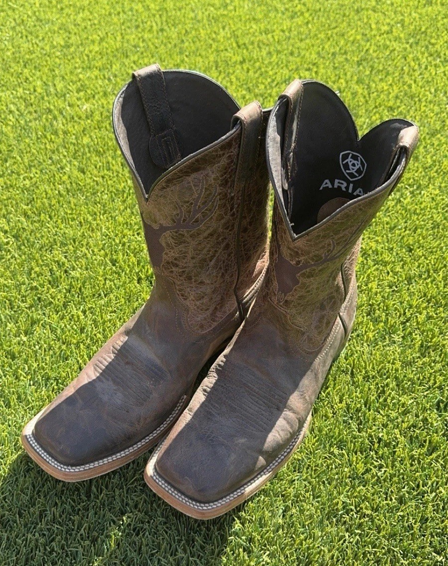 Ariat Crosshair Square Toe Western Boots for Men - Dark Whiskey Brown Size 11D