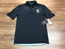 MENS S - NEW Fanatics NHL Seattle Kraken Hockey Polo Shirt Navy Blue