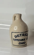 Antique Pre-Prohibition Mini Stoneware Whiskey Jug DETRICK Tippecanoe City Ohio