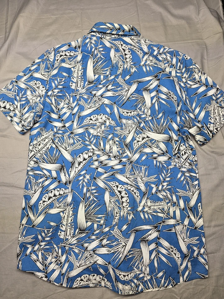 Volcom Warbler Shirt Mens Small Blue White Floral Hawaiian Button Up NWT Summer - Image 2 of 4