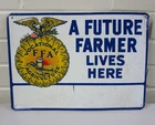 Vintage FFA Future Farmer Lives Here Tin Metal Sign Country Farm Collectible 60s