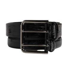 DOLCE & GABBANA Belt Men Black Exotic Leather Double Strap 90cm / 36in 1880usd