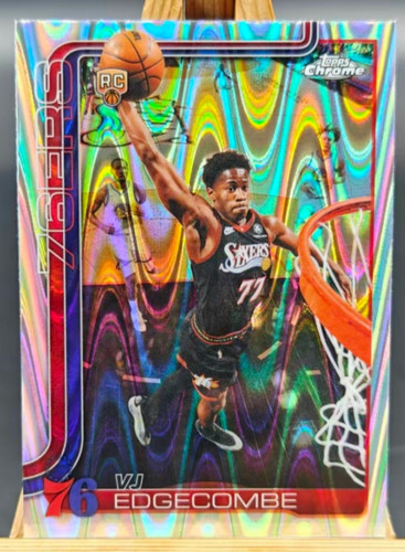 Vj Edgecombe 2025-26 Topps Chrome Update Raywave Refractor RC 76ers #153