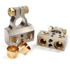 2 Car Battery Terminal Clamp Post 0/4/8/10 GA AWG Gauge Positive Negative Port