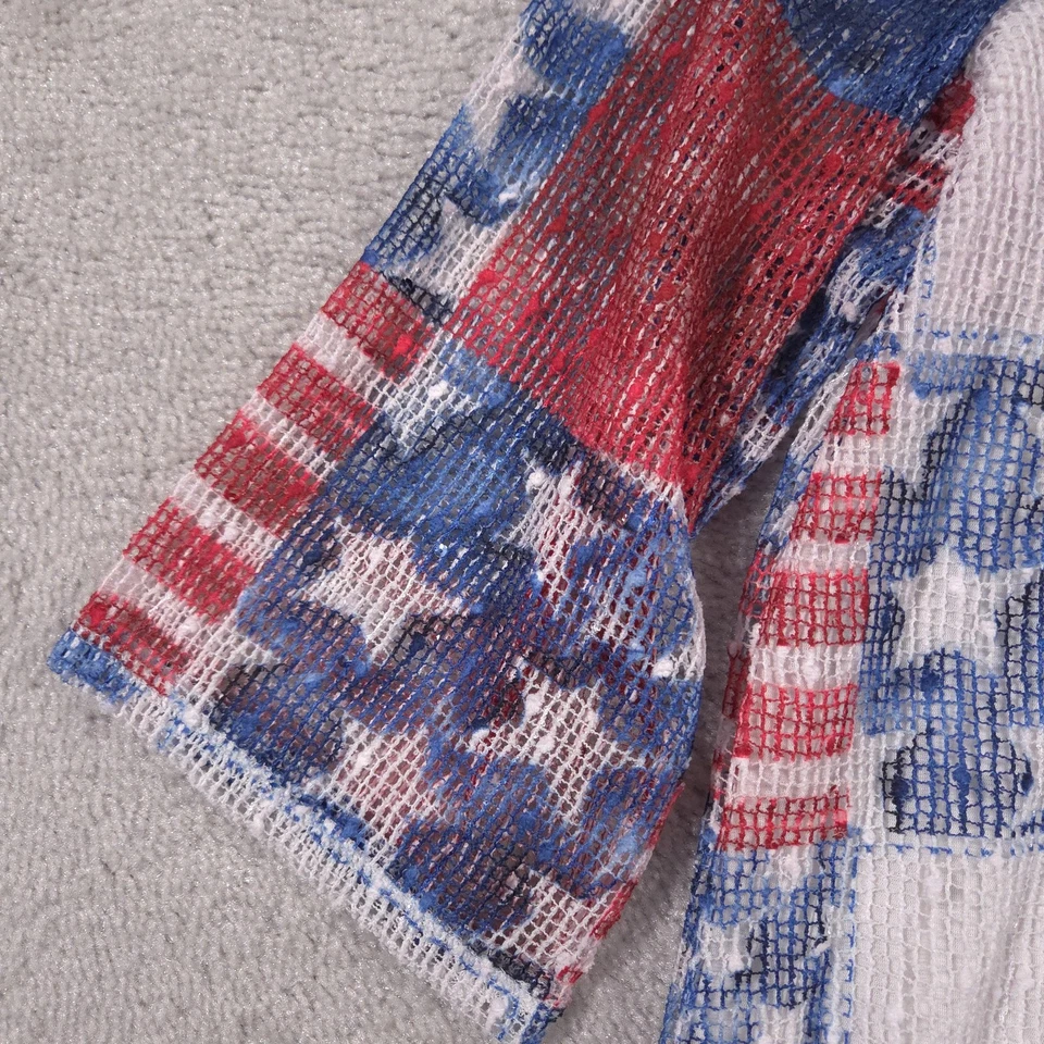 Camisa Alfred Dunner Mujer 1X Roja Blanca Azul Patriótica Manga 3/4 Adornada Foto 4 de 4