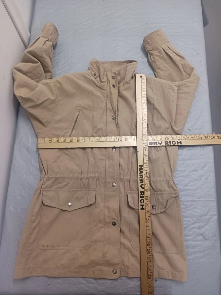 Ladies Plaid Lined Utility Coat Cabin Creek Size Petite Medium. Waste Drawstring - Image 4 of 4