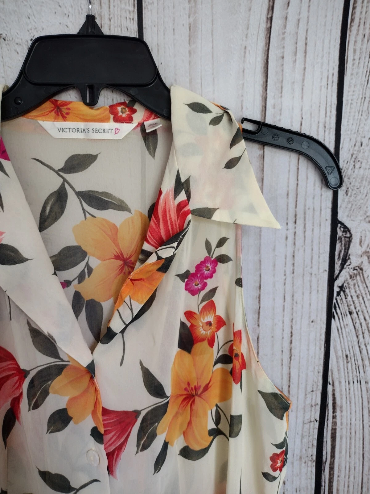 UNDERCOVER Maxi abito vestito copertina semi velato vintage Victoria's Secret floreale con bottoni