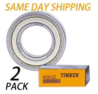 (2 PACK) TIMKEN 6005-ZZ 6005-2Z  25X47X12MM Double Metal Seal Ball Bearings
