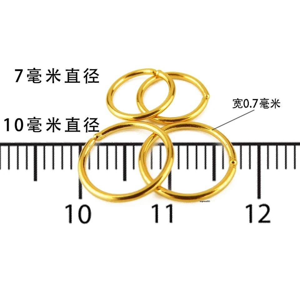 Pure 999 24k Yellow Gold Hoop Women Lucky Gift 10mm Smooth Earrings 0.44-0.48g - Image 4 of 4
