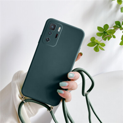 Case For Xiaomi Mi 11T 12T Redmi Note 9 10 11 Pro Liquid Silicone Lanyard Cover