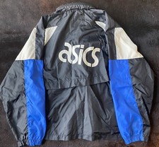 Vintage ASICS Spellout Windbreaker Hidey Hood Vented Back Mens/Womens Size L