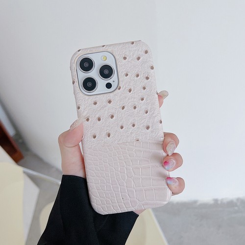 Elegant Ostrich Noble Crocodile Splice Phone Case For iPhone 16 15 Pro Max Cover - Picture 15 of 30