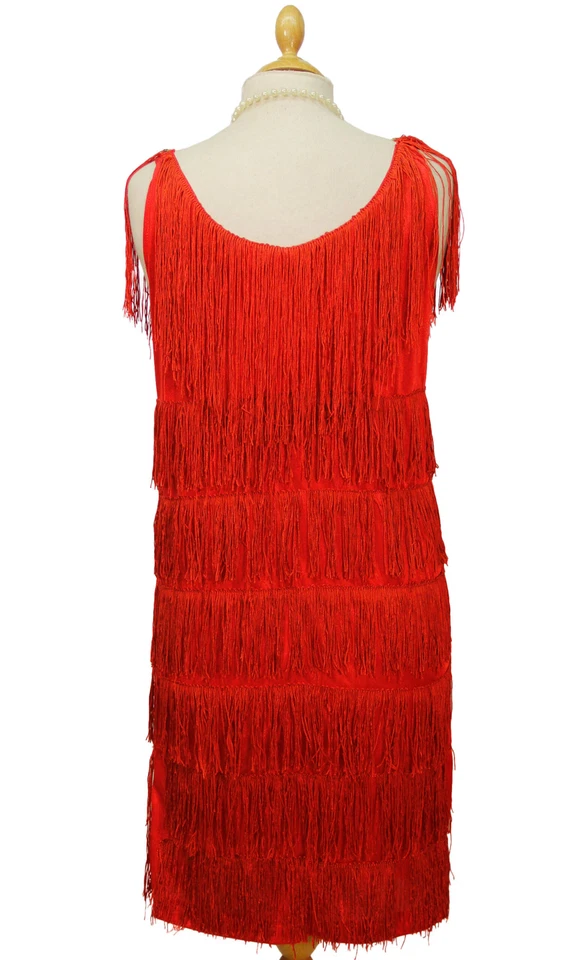 Vestido y tocado con aleta roja estilo década de 1920, talla 10 Foto 2 de 4