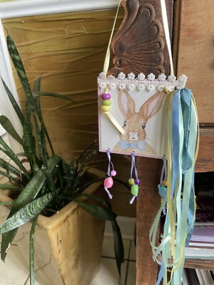 Hand Painted Watercolor Easter Rabbit Hanging 