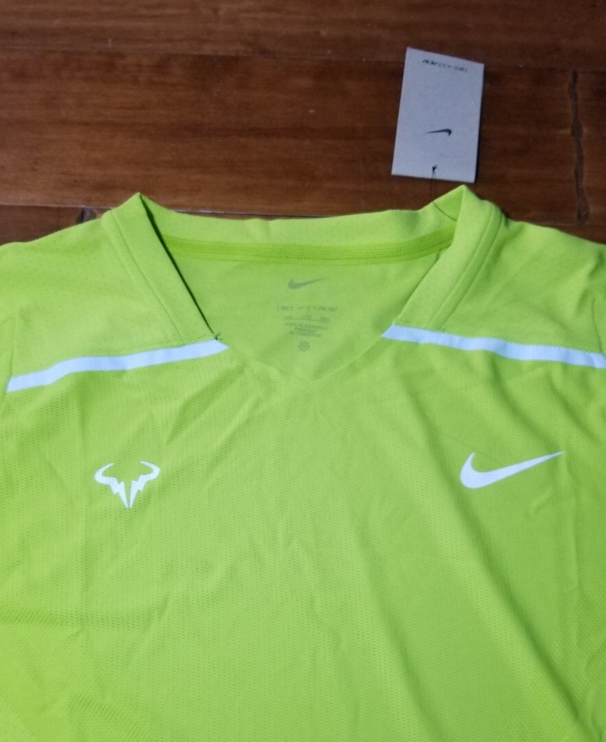 Nike Court Dri-Fit ADV Rafa Tennis T-Shirt Volt Mens NEW