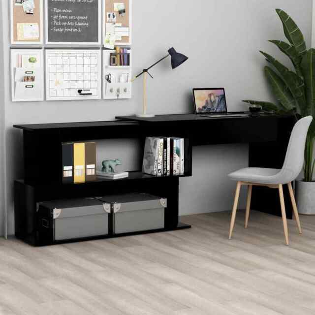 Corner Desk Black 200x50x76 cm Engineered Wood TB7602