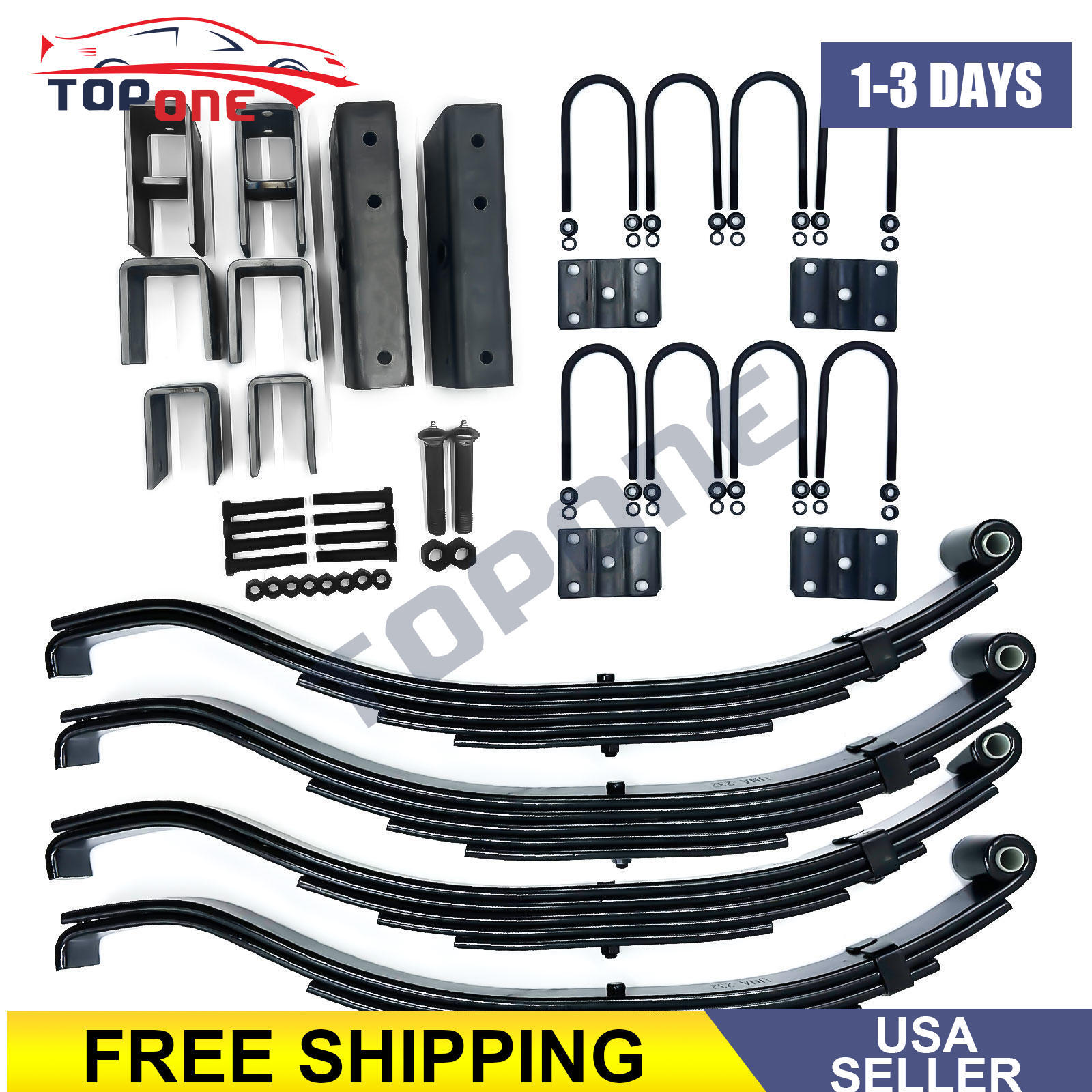 For 7K 7000lb Tandem Trailer Axle Suspension 5 Leaf Springs U-bolt + Hanger Kit