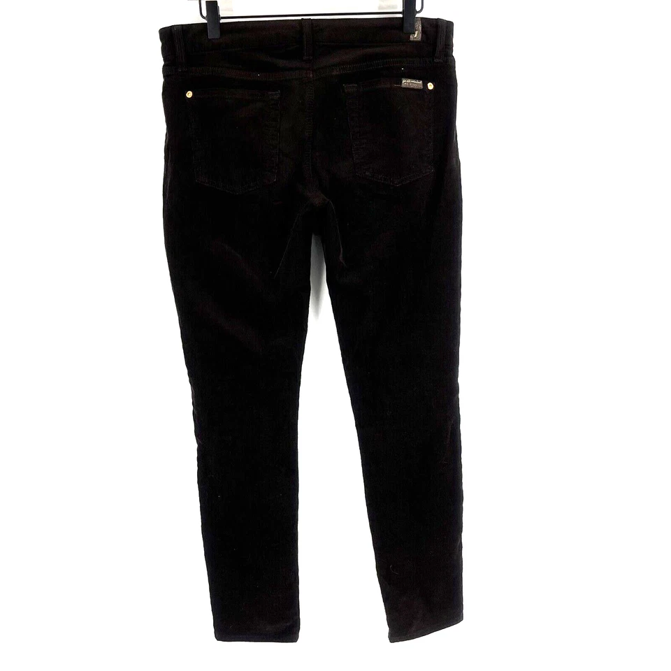 Jeans feminino 7 For All Mankind tamanho 29 marrom veludo magro cintura baixa elástico - Imagem 4 de 4