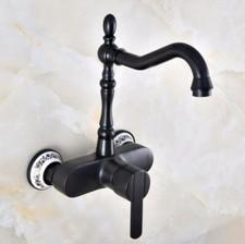 Wall Mount Black oil Antique Brass Kitchen Faucet Bathroom Sink Mixer Tap 2nf841