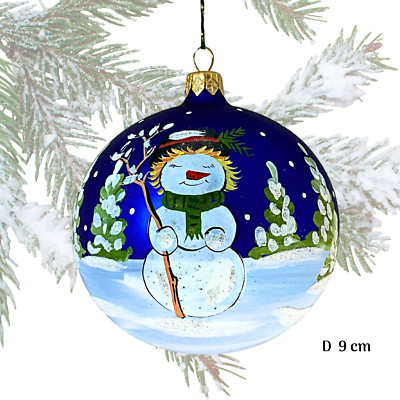 Weihnachtskugel mundgeblasenes Glas handbemalt D 9 cm Tannenbaumschmuck Weihnachtsbaum