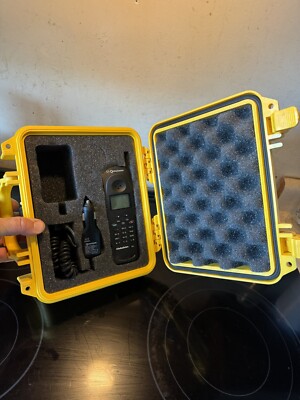 Black Qualcomm GSP-1600 Globalstar  Mobile Phone & Yellow Pelican 1200 Case