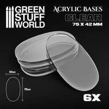 Acrylic Bases - Oval Pill 75x42mm CLEAR - Scenery modelling Wargames