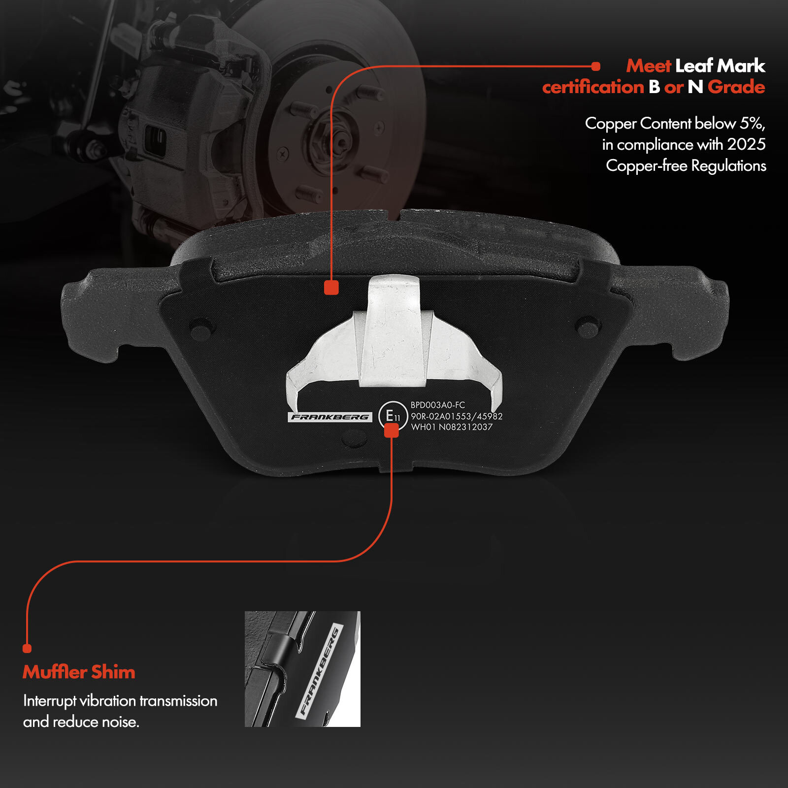 Front Brake Pad Set for Volvo XC90 I 275 2002-2014 274331 2743318 ...