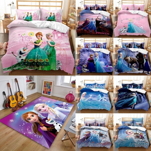 Duvet Cover Bedding Set Single Double Queen, Big Carpet Disney Frozen Elsa Doona - Picture 1 of 46