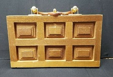 Wooden Purse Thick Lining Vintage Brown Squares Leather B-393