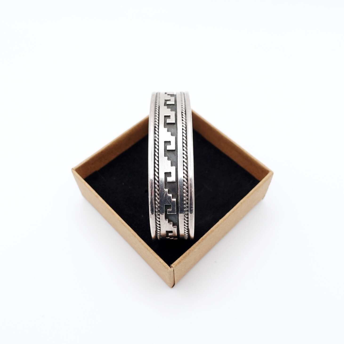 Solid Sterling Silver Overlay Cuff Bracelet with … - image 7