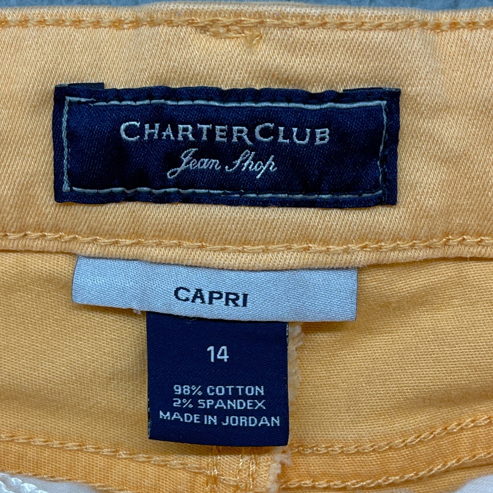 Charter Club Womens Capri Pants Yellow Skinny Mid Rise Pockets Logo Size 14 thumbnail 4