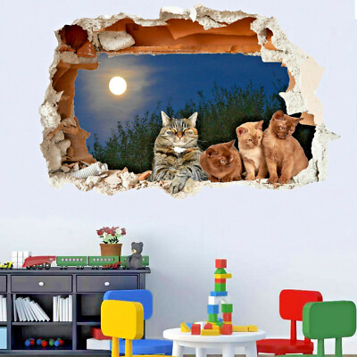 Super süße Katzen Kätzchen Wandaufkleber Transfer Aufkleber Kunst Wandbild Druck Poster RV5