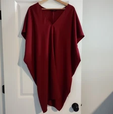 Hatch Maternity The Slouch Dress Scarlett Red Lagenlook Minimalist One Size OS
