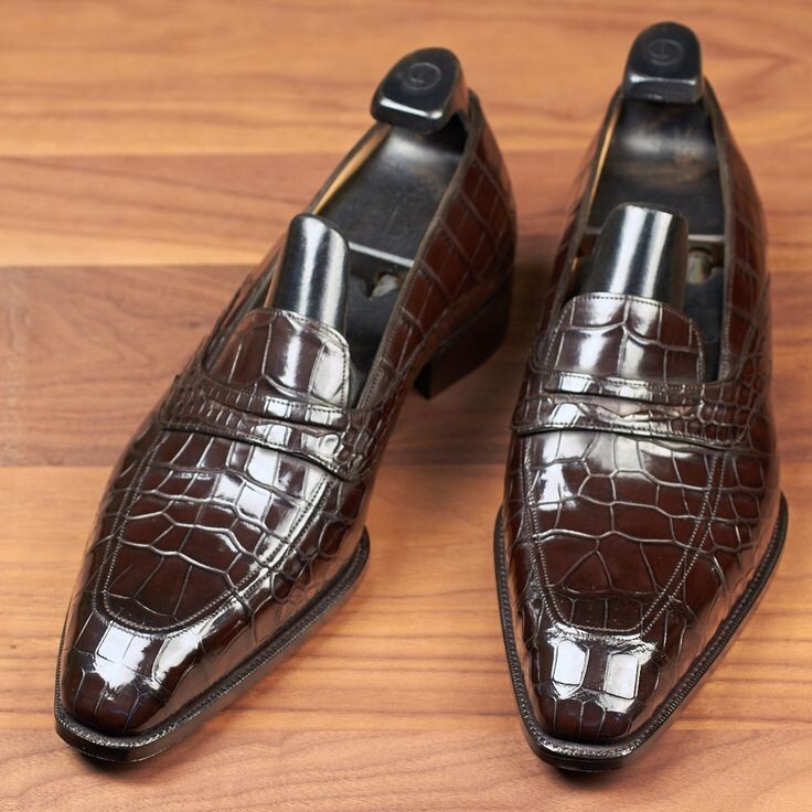 Classic Mens Leather Dress Shoes, Luxury Crocodile Printed Slip on Loafer... Amazon.com | Classic Mens Leather Dress Shoes, Luxury  main image 2
